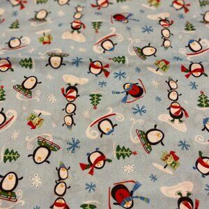 Creamy white snowflakes on red baby quilt home decor print fabric -one (1) yard